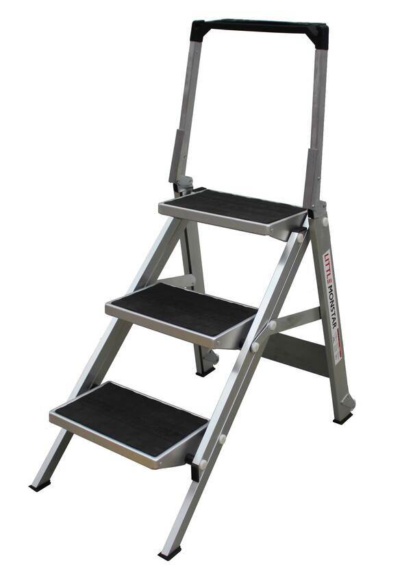 3 Steps 150kg Rated Little Monstar Aluminium Single Sided Step Ladder - 0.7m