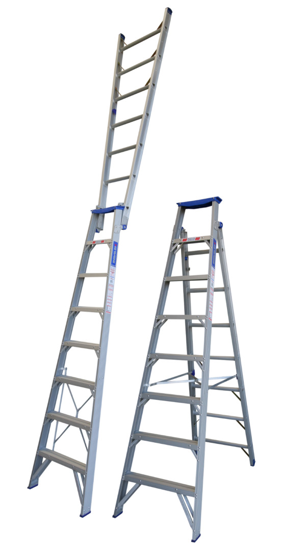 Indalex 8 Steps 150kg Rated ALuminium Dual Purpose Ladder - 2.4m