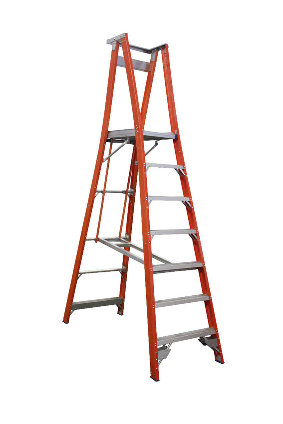 Indalex 7 Steps Pro Fibreglass Platform Ladder - 150kg Rated - 2.1m
