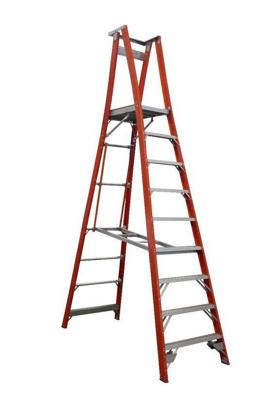 Indalex 9 Steps Pro Fibreglass Platform Ladder - 150kg Rated - 2.7m