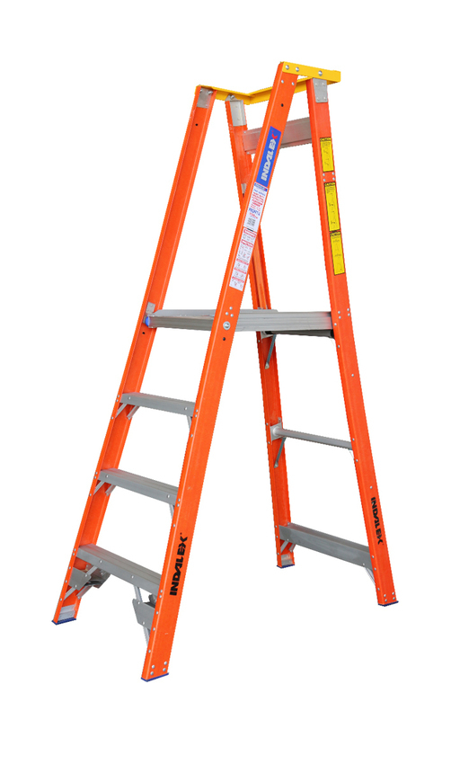 Indalex 4 Steps Pro Fibreglass Platform Ladder - 150kg Rated - 1.2m