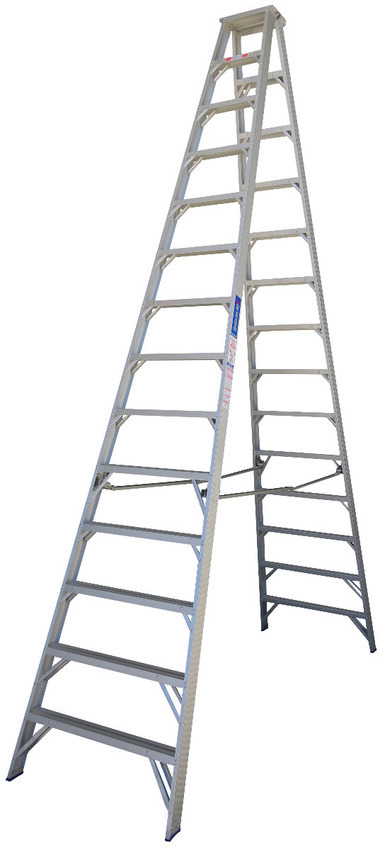 Indalex 14 Steps Pro Aluminium Double Sided Step Ladder - 4.3m - 150kg Rated