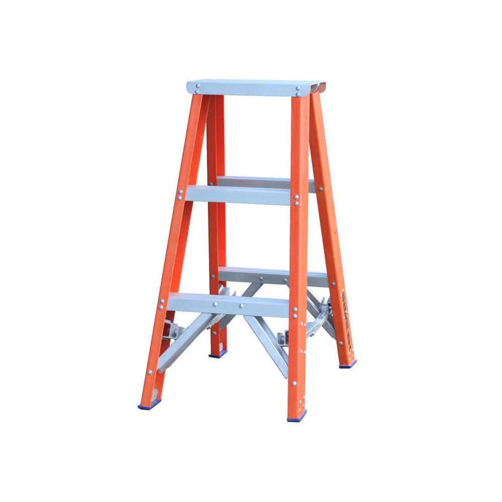 Indalex 3 Steps Pro Fiberglass Double Sided Step Ladder - 0.9m - 180kg Rated