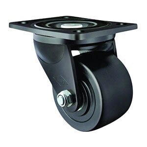 400kg Rated Heavy Duty Cast Iron Castor - 75mm - Low Profile with Plate Swivel