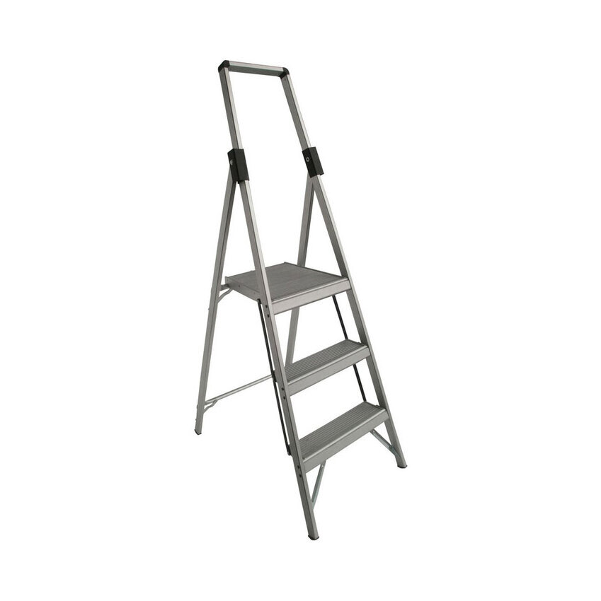 Indalex 3 Steps 120kg Rated Aluminium Single Sided Step Ladder - 0.9m - Slimline