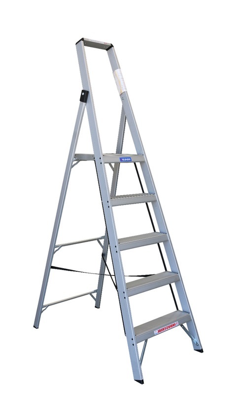 Indalex 5 Steps 150kg Rated Aluminium Single Sided Step Ladder - 1.5m - Slimline