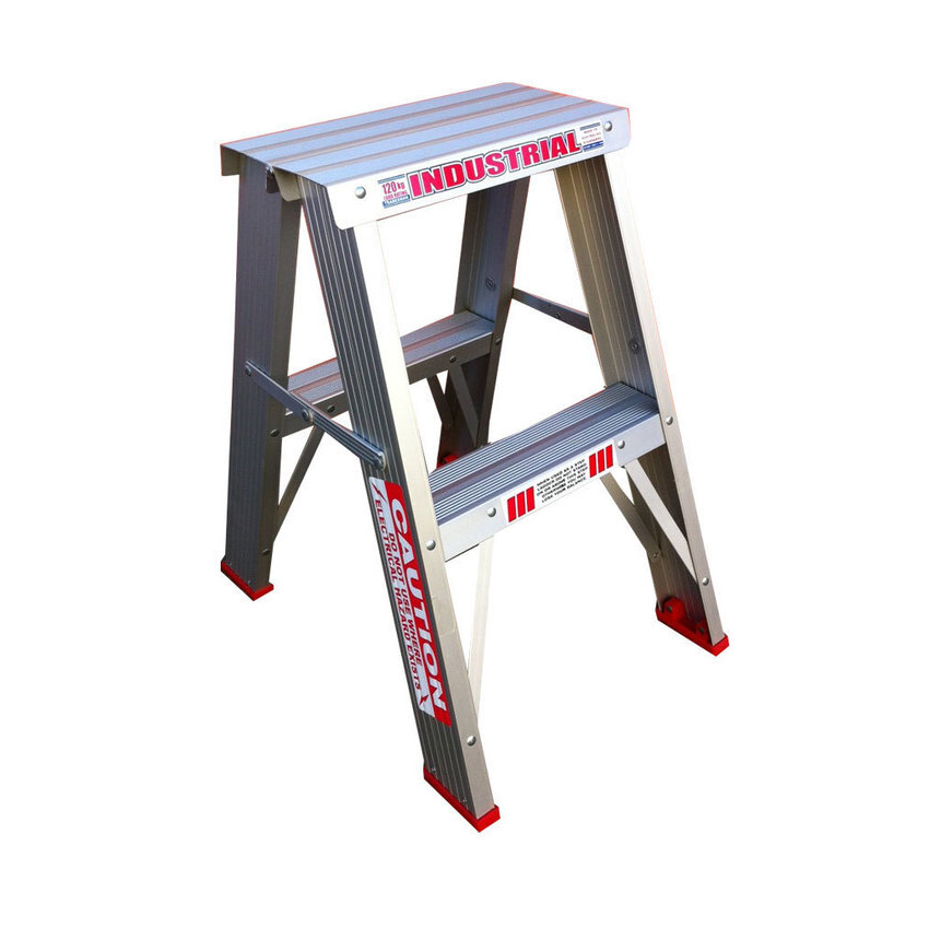 Indalex 2 Steps Trade Aluminium Double Sided Step Ladder - 0.6m - 150kg Rated
