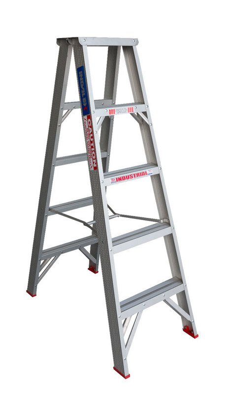 Indalex 5 Steps Trade Aluminium Double Sided Step Ladder - 1.5m - 135kg Rated