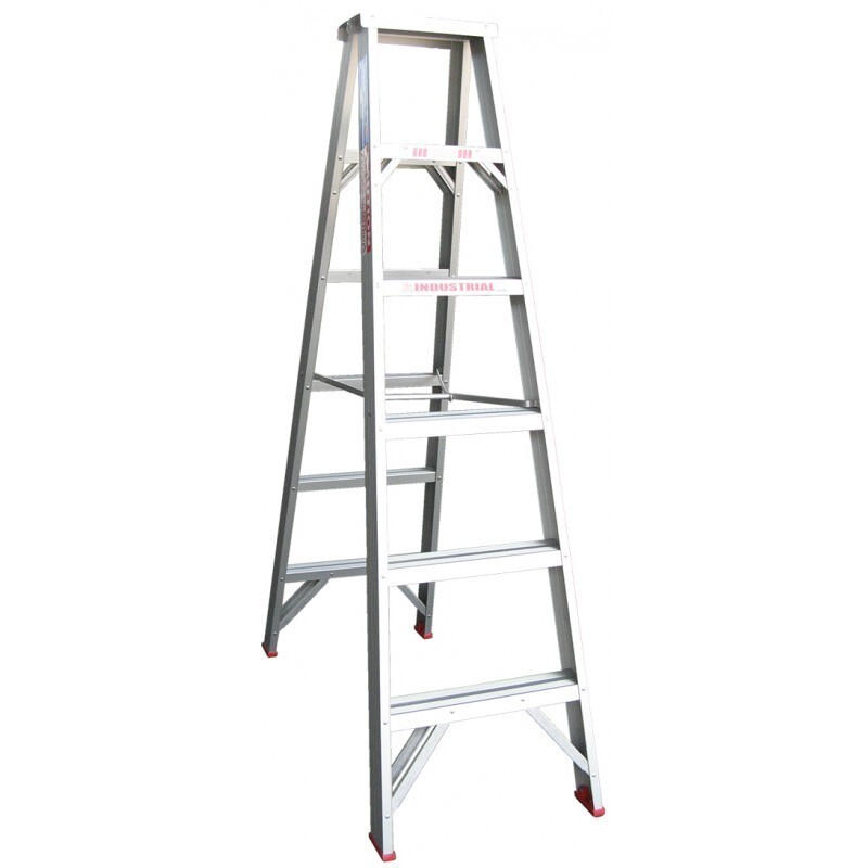 Indalex 6 Steps Trade Aluminium Double Sided Step Ladder - 1.8m - 135kg Rated