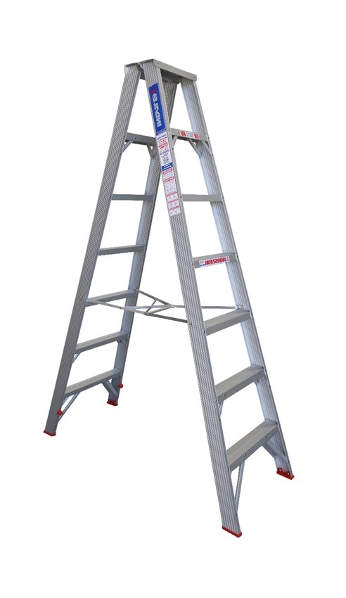 Indalex 7 Steps Trade Aluminium Double Sided Step Ladder - 2.1m - 120kg Rated