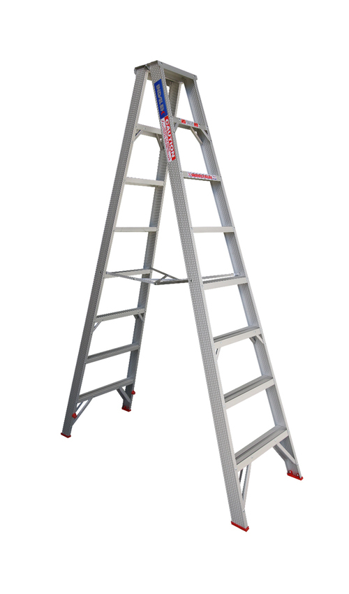 Indalex 8 Steps Trade Aluminium Double Sided Step Ladder - 2.4m - 120kg Rated