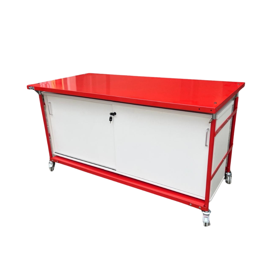 Custom red shelving solution by Reflex Equip
