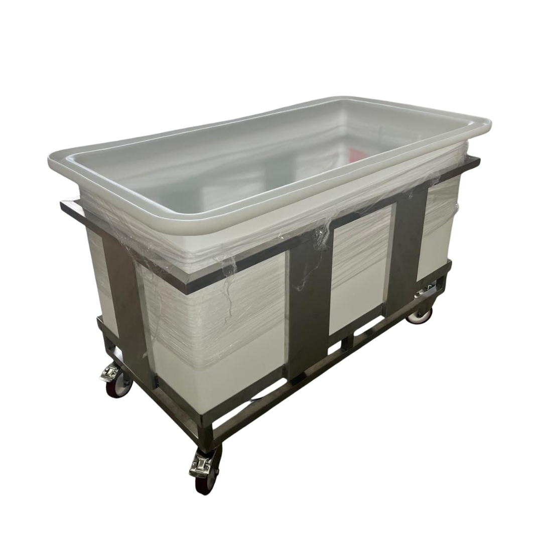 Custom white bin trolley solution by Reflex Equip