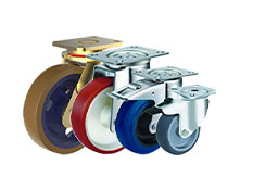 100kg Rated Industrial Castor - Polyurethane Wheel - 75mm - Plate Brake - Ball Bearing