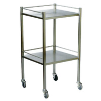 Stainless Steel Dressing Clinicart Trolley Instrument - 2 Deck with Rails - 900 x 490mm