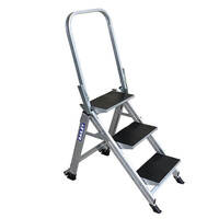 Bailey 150kg Rated Aluminium Single Sided Step Ladder Stairway - 0.6m - 3 Step - Handrail