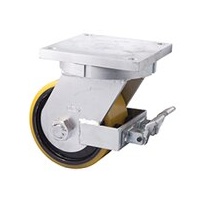 Castor - "A" Series - 3000kg - Polyurethane on Cast Iron Wheel - 200mm - Plate Brake - Ball Bearing