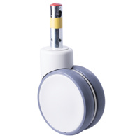 100kg Rated Hospital Castor Central Locking - Twin Polyurethane Wheel - 150mm - Total Brake- Ball Bearing