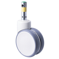100kg Rated Hospital Castor Central Locking - Twin Polyurethane Wheel - 150mm - Direction Lock - Ball Bearing