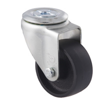 100kg Rated High Temp Castor - Cast Iron Wheel - 75mm - Bolt Hole Swivel - 200°C to 400°C