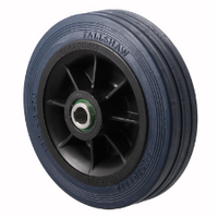 230kg Rated Blue Rubber Flat Wheel - 150 x 40mm - Stainless Steel Roller Bearing