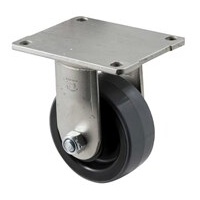 300kg Rated Industrial Polyurethane Castor - Nylon Tyre - 100mm - Plate Fixed - Plain Bearing - ISO
