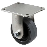 300kg Rated Industrial Polyurethane Castor - Nylon Tyre - 100mm - Plate Fixed - Plain Bearing - ISO