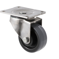 300KG Industrial Polyurethane Castor - Nylon Tyre - 100mm - Plate Swivel - Plain Bearing - ISO