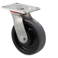 450kg Rated Industrial Polyurethane Castor - Nylon Tyre - 150mm - Plate Swivel - Plain Bearing - ISO