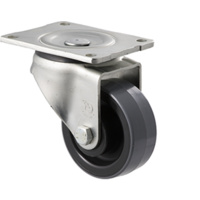 300kg Rated Industrial Polyurethane Castor - Nylon Tyre - 100mm - Plate Swivel - Roller Bearing - NA