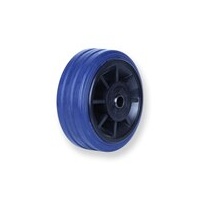 150kg Rated Blue Rubber Flat Wheel - 100 x 32mm - Plain Bearing