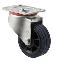 Castor - "J" Series - 150kg - High Resilience Wheel - 100mm - Plate Swivel - Roller Bearing