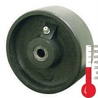 230kg Rated High Low Temp Cast Iron Wheel - 100 x 38mm - 200°Celsius to 400°Celsius