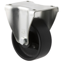 230kg Rated High Temp Cast Iron Castor - 100mm - Plate Fixed - Plain Bearing