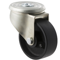 230KG High Temp Cast Iron Castor - 100mm - Bolt Hole Swivel - Plain Bearing