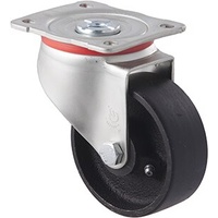 230kg Rated Low Temp Cast Iron Castor - 100mm - Plate Swivel