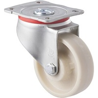 100kg Rated Low Temp Castor - Nylon Wheel - 100mm - Plate Swivel