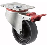 Castor - "J" Series - 300kg - Polyurethene Wheel - 100mm - Plate Brake - Plain Bearing