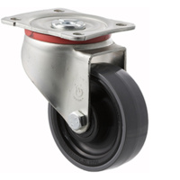 300kg Rated Industrial Castors - Polyurethene Wheel - 100mm - Plate Swivel - Roller Bearing