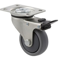 50KG Trolley Cart Castor - TPE Wheel - 65mm - Plate Brake - Ball Bearing