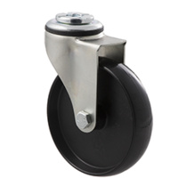 70kg Rated Light Duty Castor - Nylon Wheel - 100mm - Bolt Hole Swivel - Plain Bearing