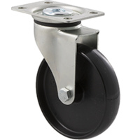70kg Rated Light Duty Castor - Nylon Wheel - 100mm - Plate Swivel - Plain Bearing