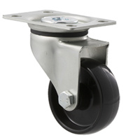 50kg Rated Light Duty Castor - Nylon Wheel - 65mm - Plate Swivel - Plain Bearing
