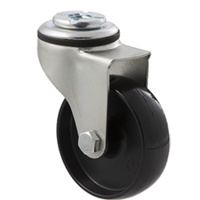 65kg Rated Light Duty Castor - Nylon Wheel - 75mm - Bolt Hole Swivel - Plain Bearing