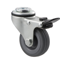 50KG Trolley Cart Castor - Rubber Wheel - 65mm - Bolt Hole Brake - Plain Bearing