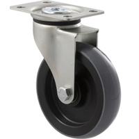 100KG Industrial Castor - Polyurethane Wheel - 100mm - Plate Swivel - Plain Bearing