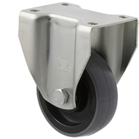 100kg Rated Industrial Castor - Polyurethane Wheel - 75mm - Plate Fixed - Plain Bearing