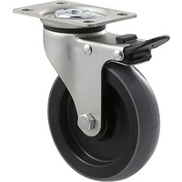 100KG Industrial Castor - Polyurethane Wheel - 100mm - Plate Brake - Ball Bearing