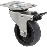 Castor - "K" - 100kg - Polyurethane Wheel - 75mm - Plate Brake - Ball Bearing