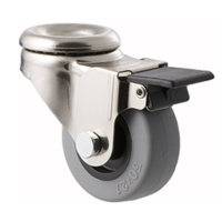 30kg Rated Castor - TPE Wheel - 50 x 20mm - Bolt Hole Wheel Brake